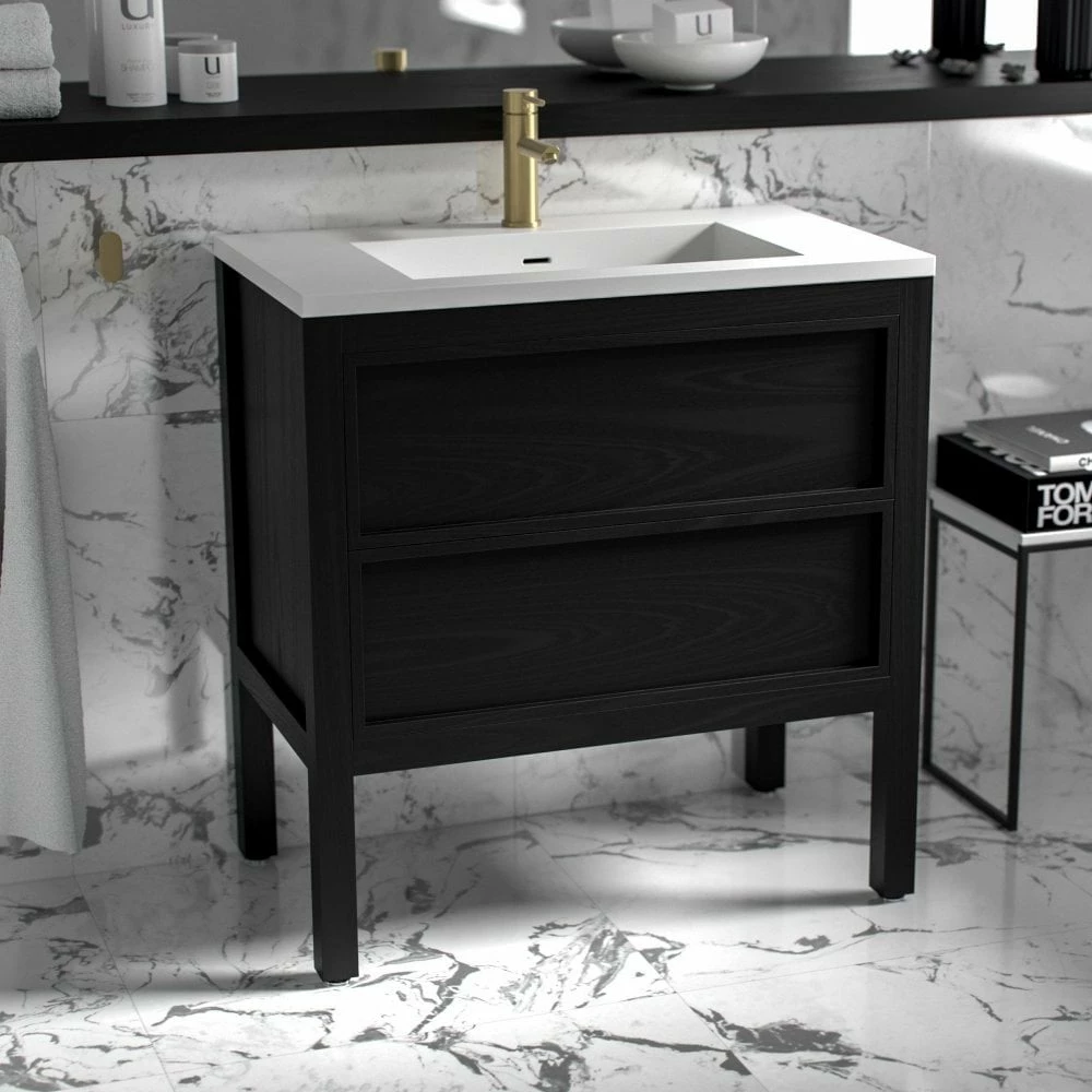 Claridge Vanity Unit With Stone Basin (Black Oak 800mm) 5 Claridge Vanity Unit With Stone Basin (Black Oak 800mm) - Image 3