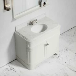 Connaught Carrara Marble Floorstanding Vanity Unit (Matte Cream) 1000mm -LUSSOSTONE Shop connaught carrara marble floorstanding vanity unit matte cream 1000mm p3638 18721 zoom