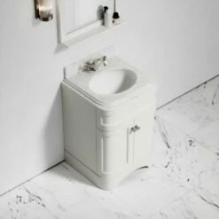 Connaught Carrara Marble Floorstanding Vanity Unit (Matte Cream) 600mm -LUSSOSTONE Shop connaught carrara marble floorstanding vanity unit matte cream 600mm p3641 18693 zoom