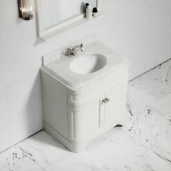 Connaught Carrara Marble Floorstanding Vanity Unit (Matte Cream) 800mm -LUSSOSTONE Shop connaught carrara marble floorstanding vanity unit matte cream 800mm p3637 18708 zoom