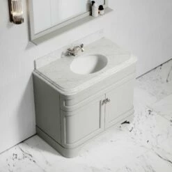 Connaught Carrara Marble Floorstanding Vanity Unit (Matte Stone) 1000mm -LUSSOSTONE Shop connaught carrara marble floorstanding vanity unit matte stone 1000mm p3650 18725 zoom
