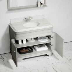 Connaught Carrara Marble Floorstanding Vanity Unit (Matte Stone) 1000mm -LUSSOSTONE Shop connaught carrara marble floorstanding vanity unit matte stone 1000mm p3650 24136 zoom