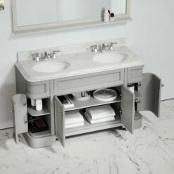 Connaught Carrara Marble Floorstanding Vanity Unit (Matte Stone) 1400mm -LUSSOSTONE Shop connaught carrara marble floorstanding vanity unit matte stone 1400mm p3652 24631 zoom