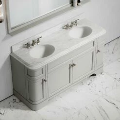 Connaught Carrara Marble Floorstanding Vanity Unit (Matte Stone) 1600mm -LUSSOSTONE Shop connaught carrara marble floorstanding vanity unit matte stone 1600mm p3653 18759 zoom