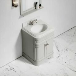 Connaught Carrara Marble Floorstanding Vanity Unit (Matte Stone) 600mm -LUSSOSTONE Shop connaught carrara marble floorstanding vanity unit matte stone 600mm p3648 18696 zoom