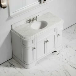 Connaught Carrara Marble Floorstanding Vanity Unit (Matte White) 1200mm -LUSSOSTONE Shop connaught carrara marble floorstanding vanity unit matte white 1200mm p3634 18729 zoom