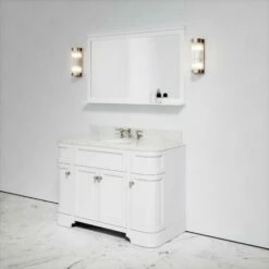Connaught Carrara Marble Floorstanding Vanity Unit (Matte White) 1200mm -LUSSOSTONE Shop connaught carrara marble floorstanding vanity unit matte white 1200mm p3634 18730 zoom