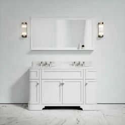 Connaught Carrara Marble Floorstanding Vanity Unit (Matte White) 1400mm