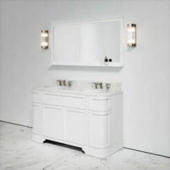 Connaught Carrara Marble Floorstanding Vanity Unit (Matte White) 1400mm -LUSSOSTONE Shop connaught carrara marble floorstanding vanity unit matte white 1400mm p3635 18744 zoom