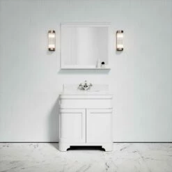 Connaught Carrara Marble Floorstanding Vanity Unit (Matte White) 800mm -LUSSOSTONE Shop connaught carrara marble floorstanding vanity unit matte white 800mm p3630 18451 zoom
