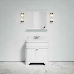 Connaught Carrara Marble Floorstanding Vanity Unit (Matte White) 800mm
