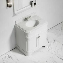 Connaught Carrara Marble Floorstanding Vanity Unit (Matte White) 800mm -LUSSOSTONE Shop connaught carrara marble floorstanding vanity unit matte white 800mm p3630 18704 zoom