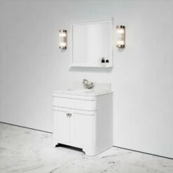 Connaught Carrara Marble Floorstanding Vanity Unit (Matte White) 800mm -LUSSOSTONE Shop connaught carrara marble floorstanding vanity unit matte white 800mm p3630 18705 zoom