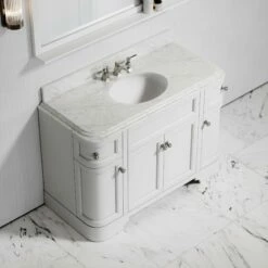 Connaught Carrara Marble Floorstanding Vanity Unit (Primed White) 1200mm -LUSSOSTONE Shop connaught carrara marble floorstanding vanity unit primed white 1200mm p3645 24750 zoom
