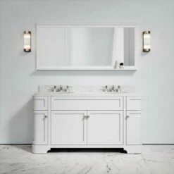 Connaught Carrara Marble Floorstanding Vanity Unit (Primed White) 1600mm -LUSSOSTONE Shop connaught carrara marble floorstanding vanity unit primed white 1600mm p3647 24762 zoom