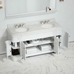 Connaught Carrara Marble Floorstanding Vanity Unit (Primed White) 1600mm -LUSSOSTONE Shop connaught carrara marble floorstanding vanity unit primed white 1600mm p3647 24763 zoom