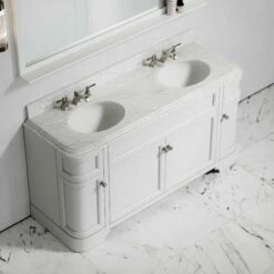 Connaught Carrara Marble Floorstanding Vanity Unit (Primed White) 1600mm -LUSSOSTONE Shop connaught carrara marble floorstanding vanity unit primed white 1600mm p3647 24764 zoom