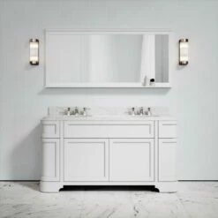 Connaught Carrara Marble Floorstanding Vanity Unit (Primed White) 1600mm -LUSSOSTONE Shop connaught carrara marble floorstanding vanity unit primed white 1600mm p3647 24765 zoom