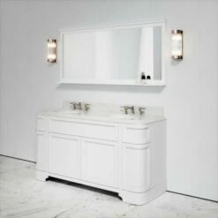 Connaught Carrara Marble Floorstanding Vanity Unit (Primed White) 1600mm -LUSSOSTONE Shop connaught carrara marble floorstanding vanity unit primed white 1600mm p3647 24766 zoom