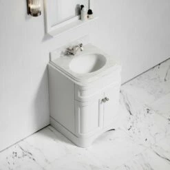 Connaught Carrara Marble Floorstanding Vanity Unit (Primed White) 600mm -LUSSOSTONE Shop connaught carrara marble floorstanding vanity unit primed white 600mm p3654 24735 zoom