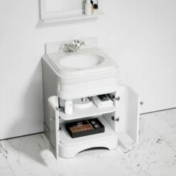 Connaught Carrara Marble Floorstanding Vanity Unit (Primed White) 600mm -LUSSOSTONE Shop connaught carrara marble floorstanding vanity unit primed white 600mm p3654 24736 zoom