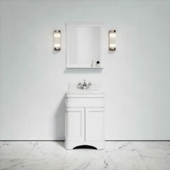 Connaught Carrara Marble Floorstanding Vanity Unit (Primed White) 600mm -LUSSOSTONE Shop connaught carrara marble floorstanding vanity unit primed white 600mm p3654 24738 zoom