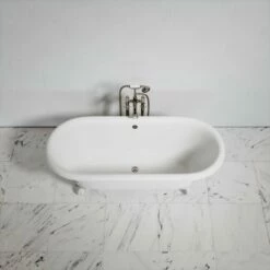 Connaught Matte White Roll Top Cast Iron Bath 1675mm -LUSSOSTONE Shop connaught matte white roll top cast iron bath 1675mm p3819 22535 zoom