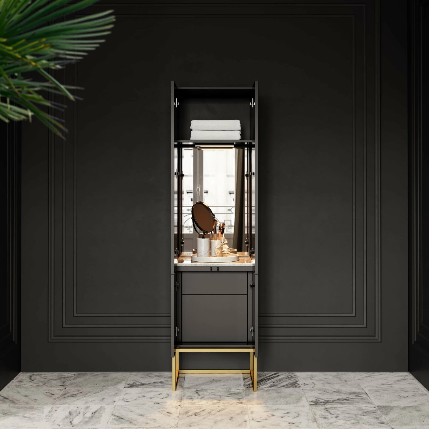 Couture Beauty Storage Cabinet Matte Black 500mm 4 Couture Beauty Storage Cabinet Matte Black 500mm - Image 2