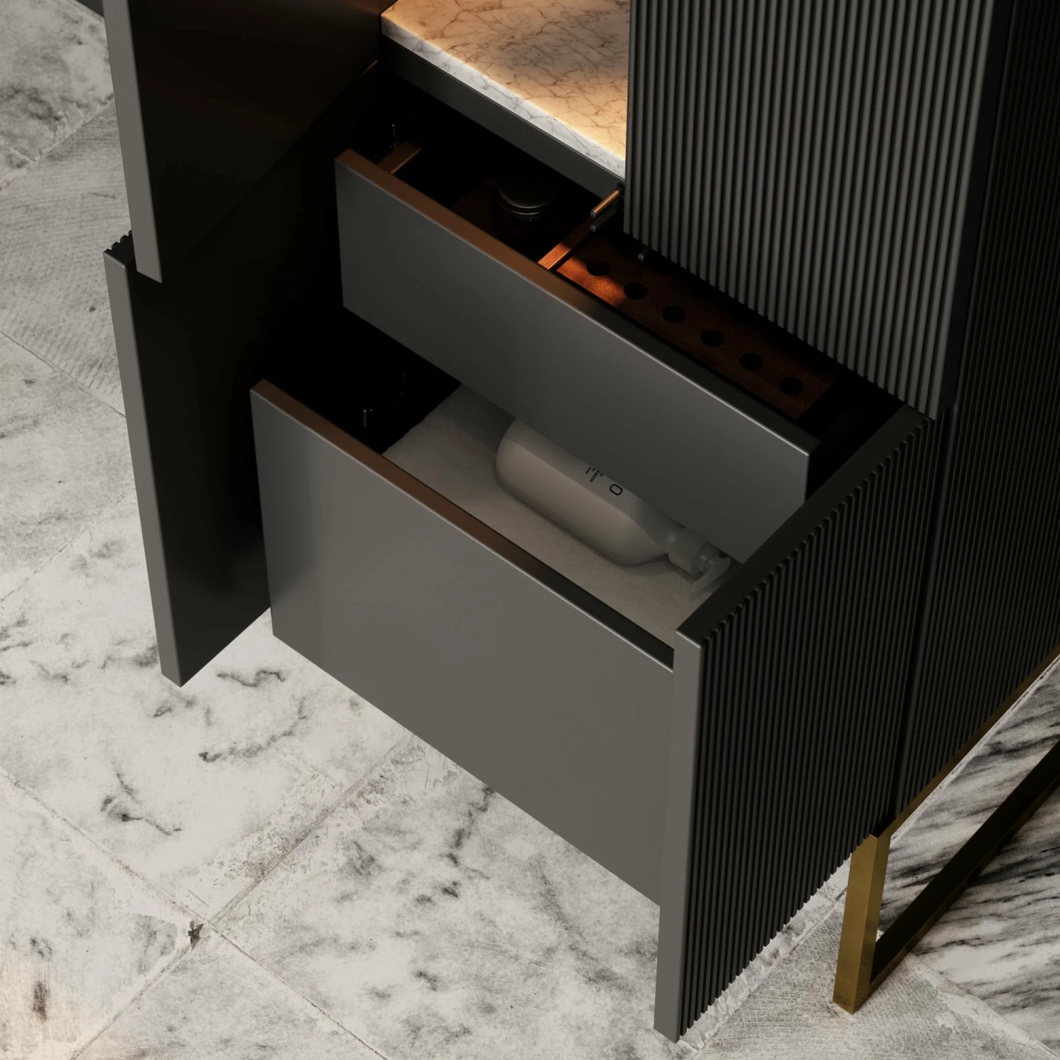 Couture Beauty Storage Cabinet Matte Black 500mm 5 Couture Beauty Storage Cabinet Matte Black 500mm - Image 3