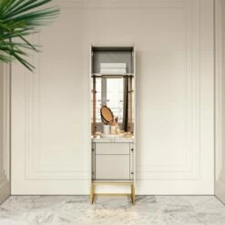 Couture Beauty Storage Cabinet Matte Velvet Beige 500mm -LUSSOSTONE Shop couture beauty storage cabinet matte velvet beige 500mm p4731 26420 zoom