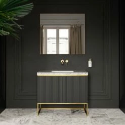 Couture Floorstanding Fluted Vanity Unit (Matte Black 1000mm)