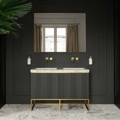 Couture Floorstanding Fluted Vanity Unit (Matte Black 1200mm)