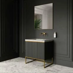 Couture Floorstanding Fluted Vanity Unit (Matte Black 800mm) -LUSSOSTONE Shop couture floorstanding fluted vanity unit matte black 800mm p4697 26350 zoom