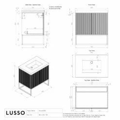 Couture Floorstanding Fluted Vanity Unit (Matte Black 800mm) -LUSSOSTONE Shop couture floorstanding fluted vanity unit matte black 800mm p4697 35921 zoom