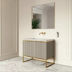 Couture Floorstanding Vanity Unit (Matte Velvet Beige 1000mm) -LUSSOSTONE Shop couture floorstanding vanity unit matte velvet beige 1000mm p4728 26466 zoom