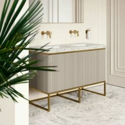 Couture Floorstanding Vanity Unit (Matte Velvet Beige 1200mm) -LUSSOSTONE Shop couture floorstanding vanity unit matte velvet beige 1200mm p4729 26471 zoom