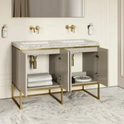 Couture Floorstanding Vanity Unit (Matte Velvet Beige 1200mm) -LUSSOSTONE Shop couture floorstanding vanity unit matte velvet beige 1200mm p4729 27414 zoom
