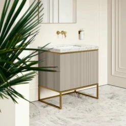 Couture Floorstanding Vanity Unit (Matte Velvet Beige 800mm) 11 Couture Floorstanding Vanity Unit (Matte Velvet Beige 800mm) -LUSSOSTONE Shop couture floorstanding vanity unit matte velvet beige 800mm p4721 26355 zoom