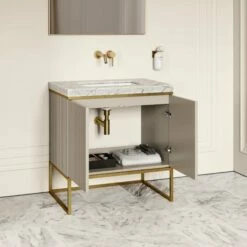 Couture Floorstanding Vanity Unit (Matte Velvet Beige 800mm) 10 Couture Floorstanding Vanity Unit (Matte Velvet Beige 800mm) -LUSSOSTONE Shop couture floorstanding vanity unit matte velvet beige 800mm p4721 27412 zoom
