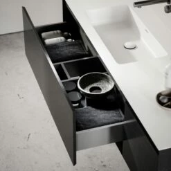 Cubik Black Wood Grain Vanity Unit 1500mm -LUSSOSTONE Shop cubik black wood grain vanity unit 1500mm p6600 42994 zoom