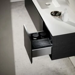 Cubik Black Wood Grain Vanity Unit 1500mm -LUSSOSTONE Shop cubik black wood grain vanity unit 1500mm p6600 42995 zoom