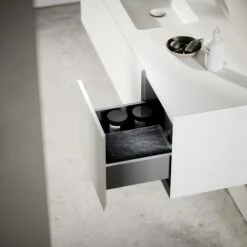 Cubik White Wood Grain Vanity Unit 1500mm -LUSSOSTONE Shop cubik white wood grain vanity unit 1500mm p6602 43001 zoom