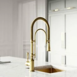 Deco Claridge Brushed Gold Traditional Pull Out Kitchen Mixer Tap -LUSSOSTONE Shop deco claridge brushed gold traditional pull out kitchen mixer tap p4389 24670 zoom