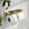 Deka Brushed Gold Double Toilet Roll Holder With Shelf -LUSSOSTONE Shop deka brushed gold double toilet roll holder with shelf p5923 37909 zoom