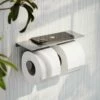 Deka Brushed Stainless Double Toilet Roll Holder With Shelf -LUSSOSTONE Shop deka brushed stainless double toilet roll holder with shelf p5924 37912 zoom