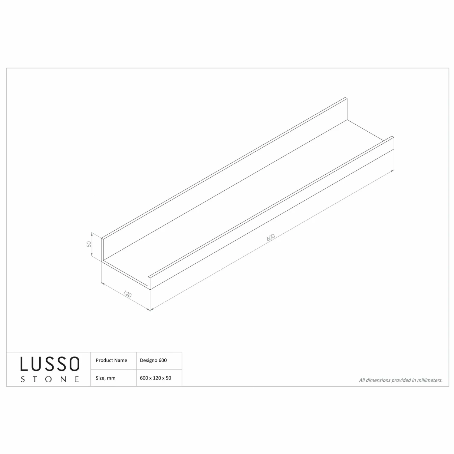 Designo Matte Black Floating Bathroom Shelf 600mm 7 Designo Matte Black Floating Bathroom Shelf 600mm - Image 5