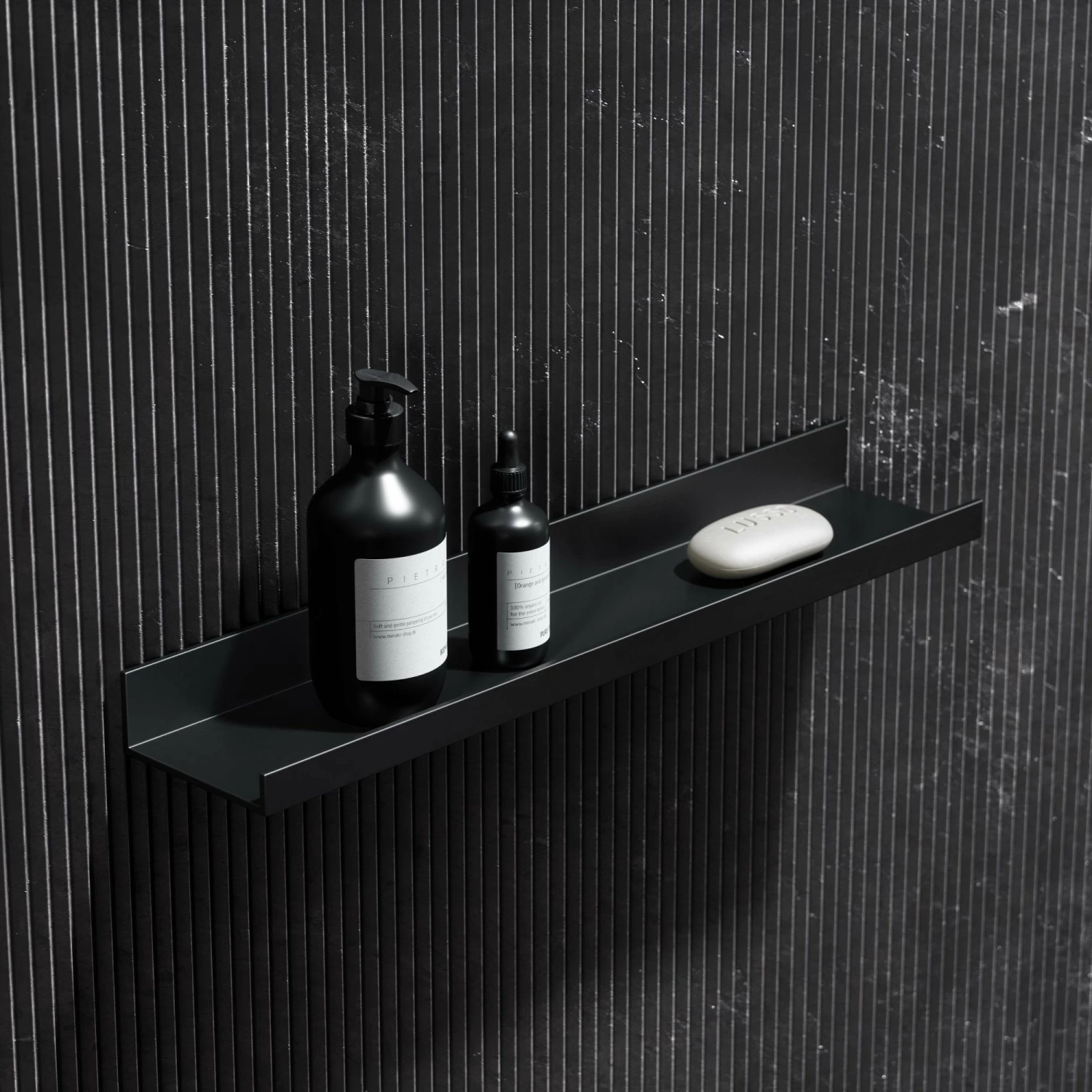 Designo Matte Black Floating Bathroom Shelf 600mm 6 Designo Matte Black Floating Bathroom Shelf 600mm - Image 4