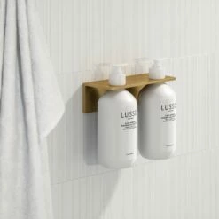 Double Soap Dispenser Wall Bracket Brushed Gold -LUSSOSTONE Shop double soap dispenser wall bracket brushed gold p4009 25950 zoom