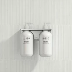 Double Soap Dispenser Wall Bracket Brushed Stainless