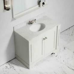 Eaton Carrara Marble Floorstanding Vanity Unit (Matte Cream) 1000mm -LUSSOSTONE Shop eaton carrara marble floorstanding vanity unit matte cream 1000mm p3769 18768 zoom